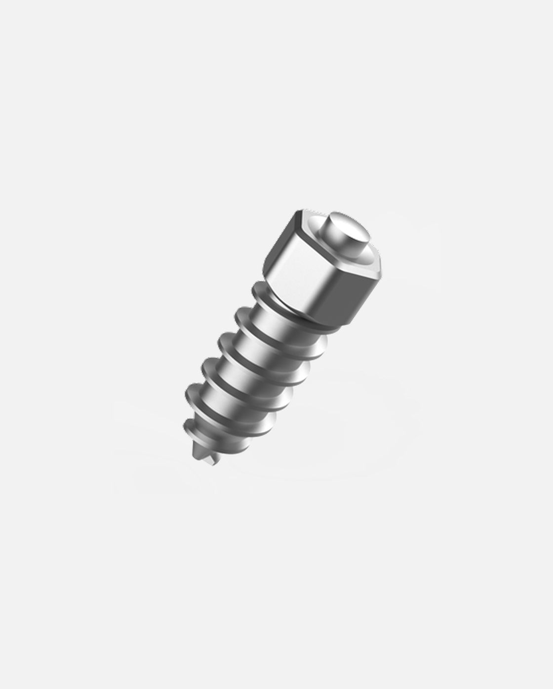 Metal anti-slip stud for rubber track Y Series, hexagonal head with threaded body, angled side view