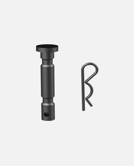 Black shear pin and cotter pin set, Y Series, featuring cylindrical metal pin with flanged head and bent wire retainer, displayed side-by-side on white background.