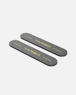Dark gray weighted side plates with yellow YARBO logo and alignment lines, shown in top-down view.