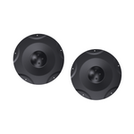 Two black cutting discs with central bolt holes and peripheral mounting points, Y Series lawn mower replacement parts, shown front view on white background